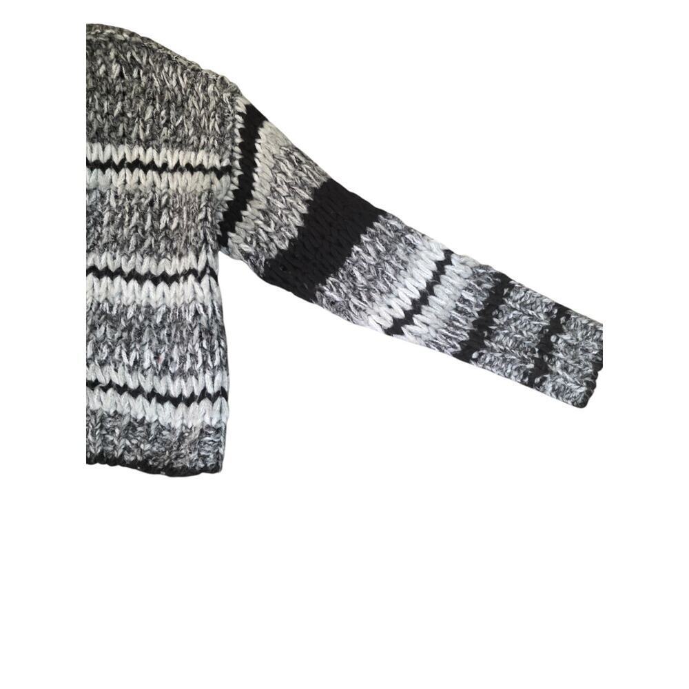 Free People Wanderer Cardigan XS Black White Chunky Knit Wool Sweater Oversized - Picture 5 of 10